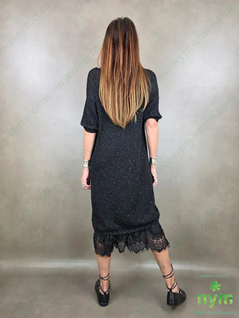 abito scollato aperto davanti micro paillettes 71pl23co ABITO