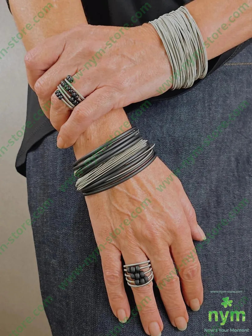 anello molla e vetro piccolo U / ARGENTO / CONTINUATIVO BIJOUX