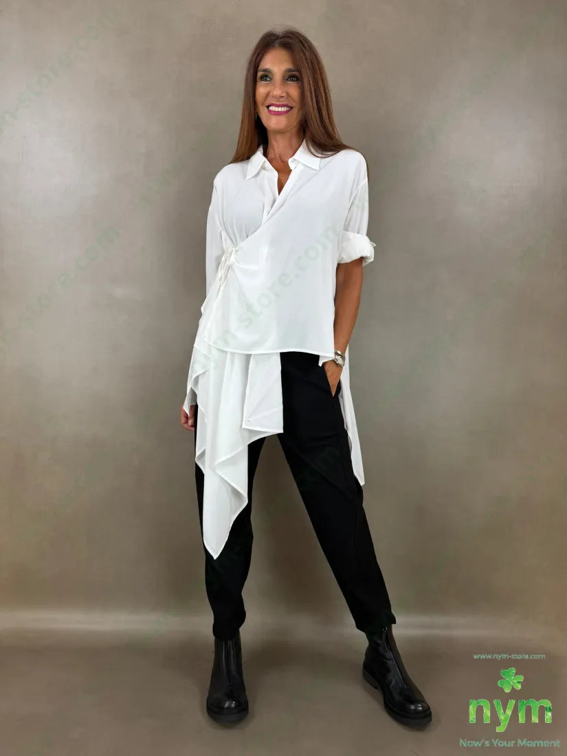 camicia con incrocio di viscosa 67vi33pl - U / PANNA / AI26 - CAMICIA