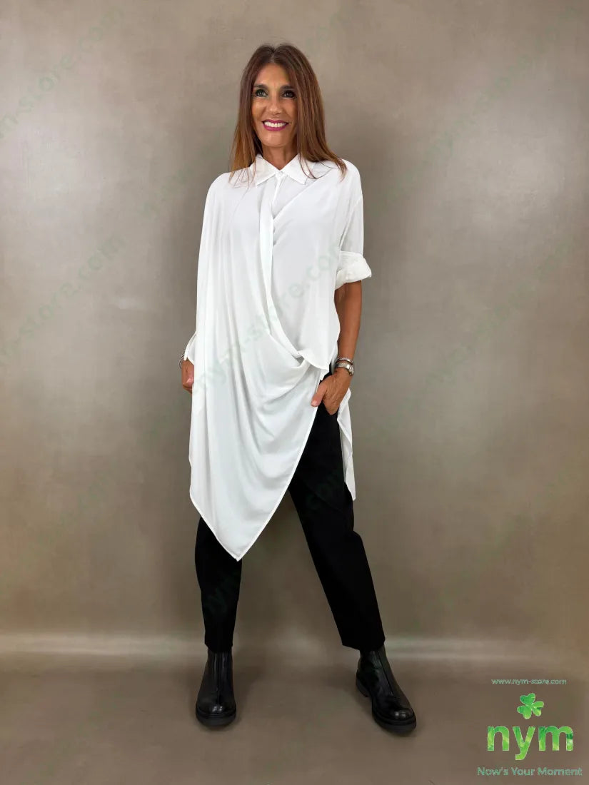 camicia con incrocio di viscosa 67vi33pl - U / PANNA / AI26 - CAMICIA