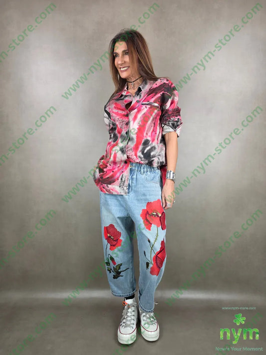 camicia fantasia taglio vivo 100co U / ROSSO / PE26 CAMICIA