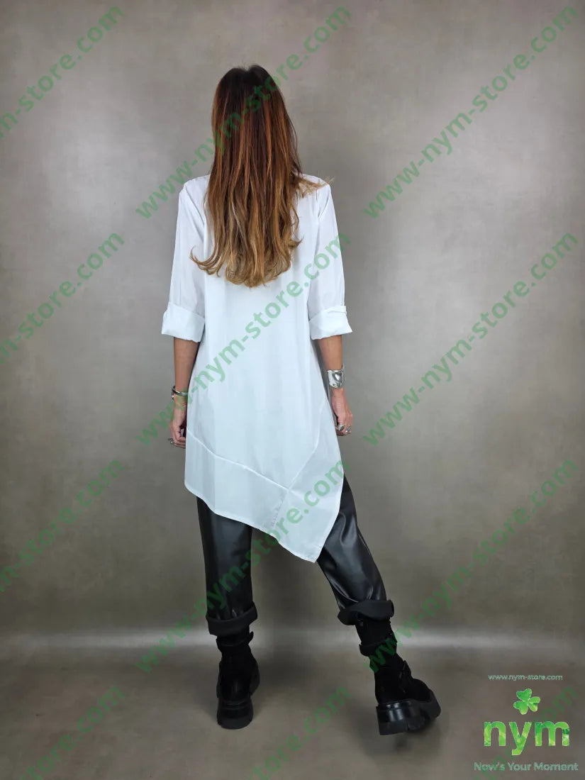 camicia lunga con punta dietro 100co U / BIANCO / AI25 CAMICIA