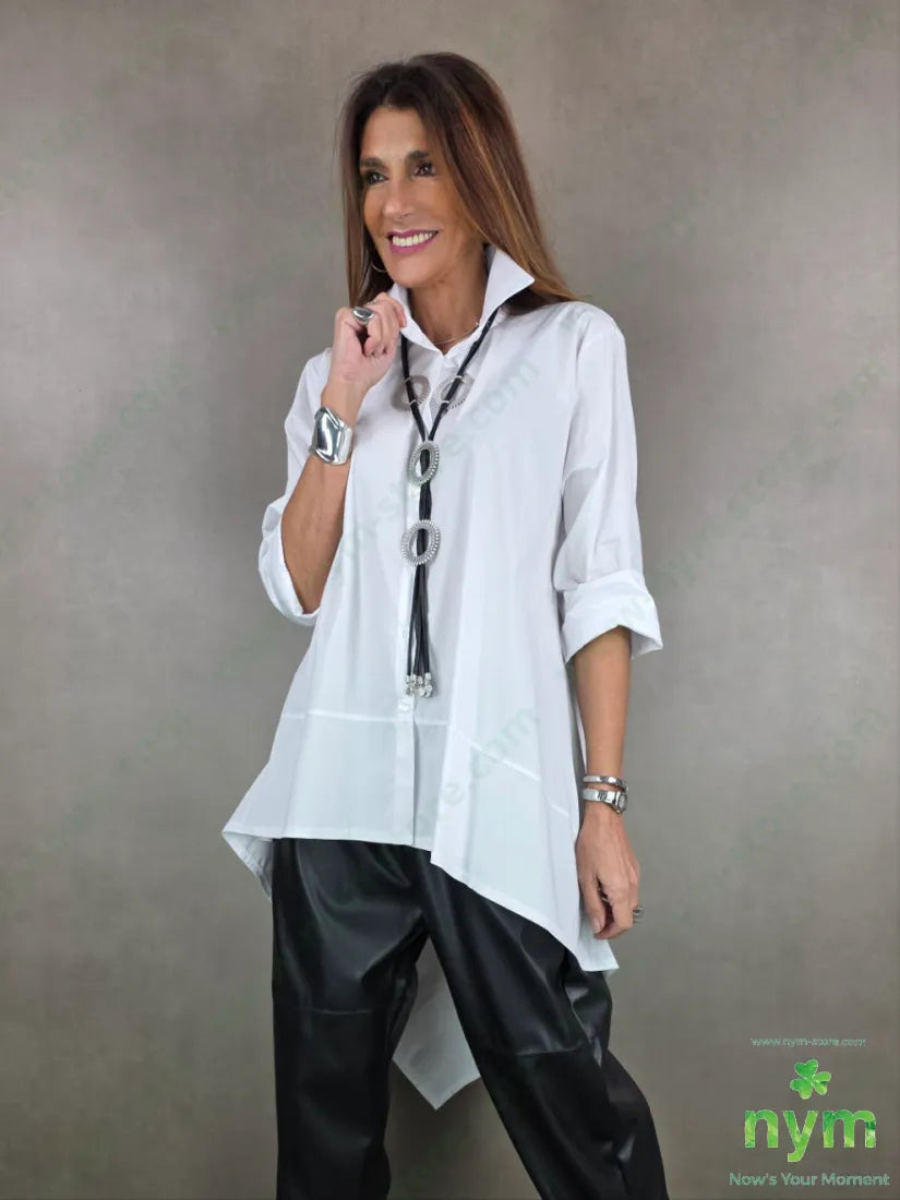 camicia lunga con punta dietro 100co U / BIANCO / AI25 CAMICIA