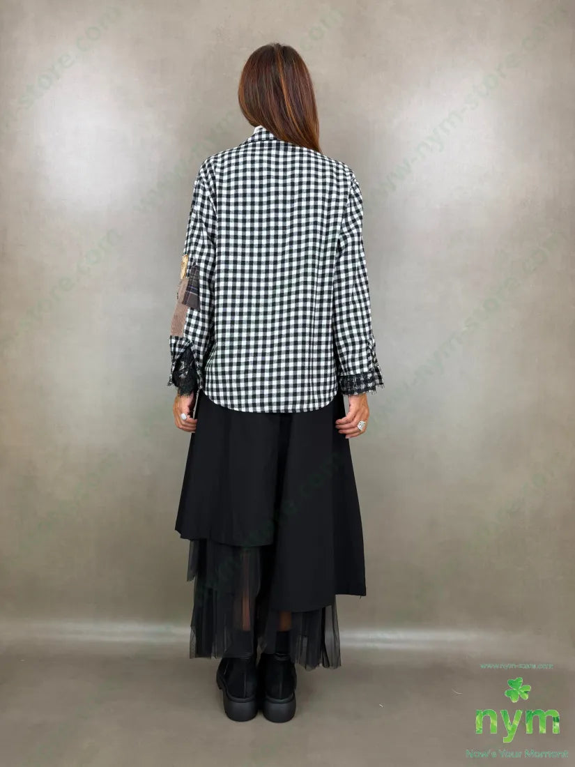 camicia quadri applicazioni 60pl40co - U / NERO / AI26 - CAMICIA
