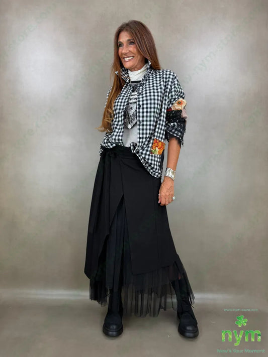 camicia quadri applicazioni 60pl40co - U / NERO / AI26 - CAMICIA