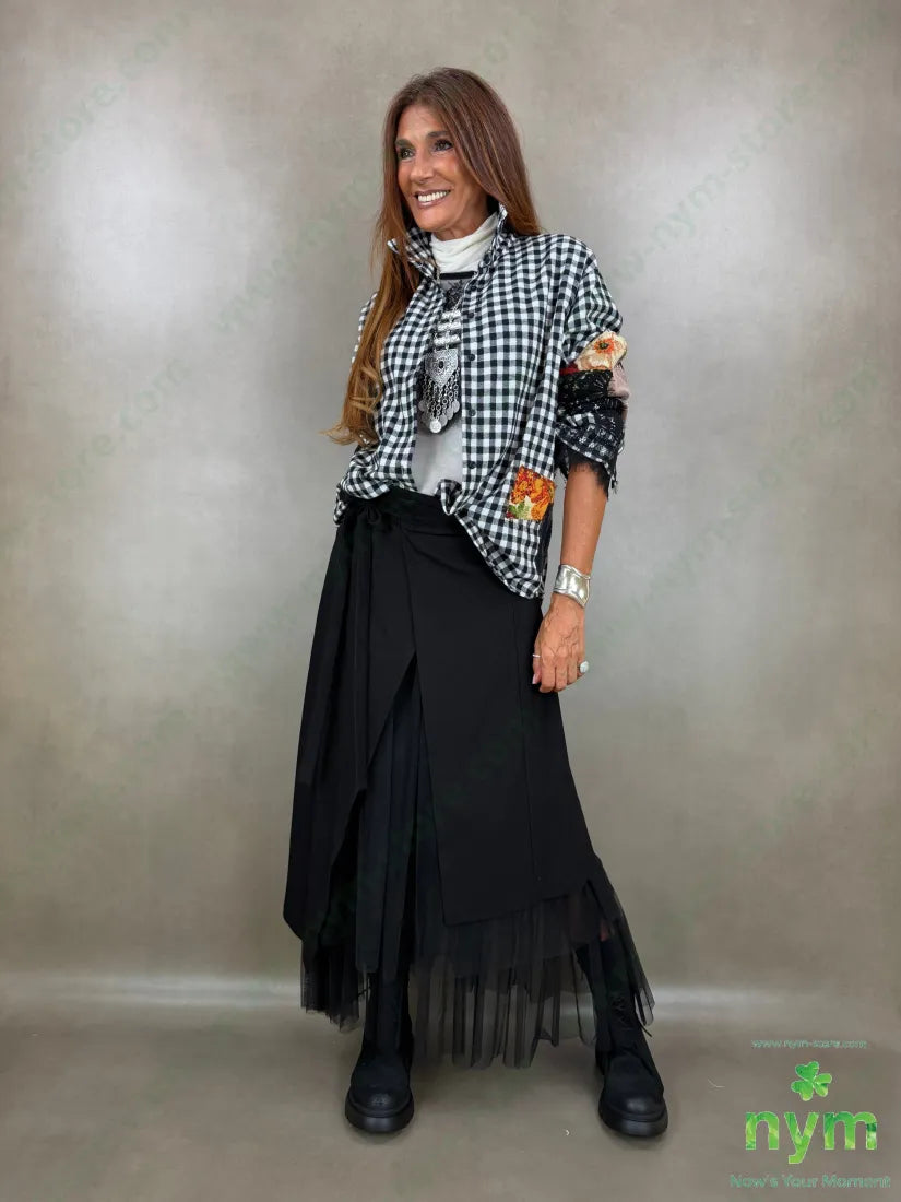 camicia quadri applicazioni 60pl40co - U / NERO / AI26 - CAMICIA