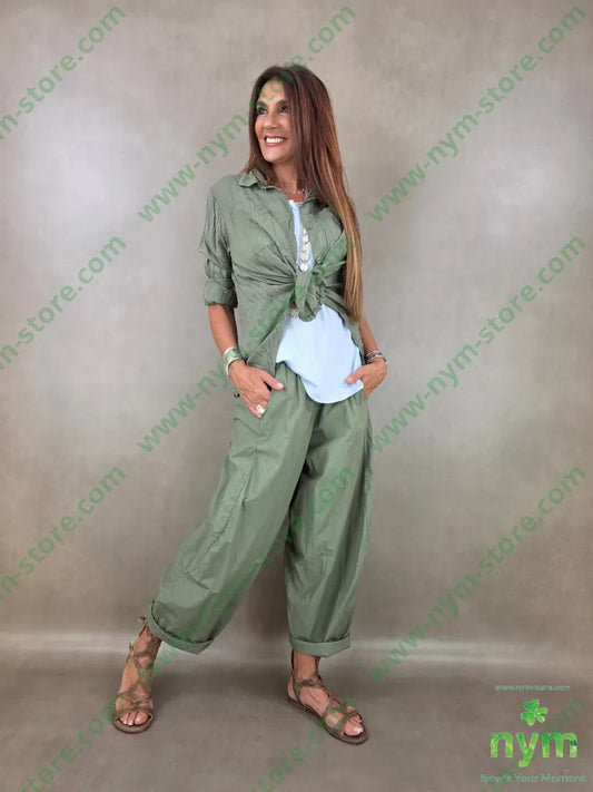 camicia stropicciata due tasche applicate 100tc - U / MILITARE / PE26 - CAMICIA