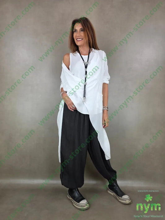 camicione aperta davanti incrociata 100tc - U / BIANCO / PE26 - CAMICIA