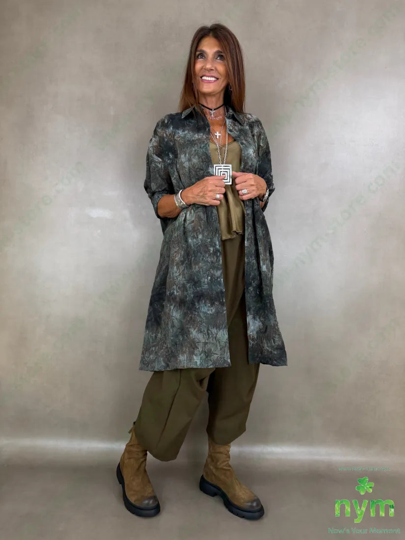 camicione stampa velour 100pl - U / MILITARE / AI26 - CAMICIA