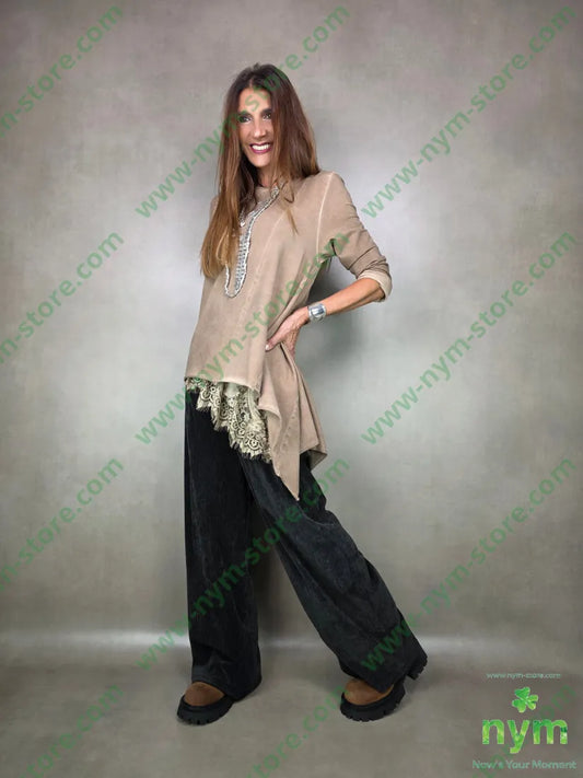 canotta asimmetrica pizzo fondo e spacco 100vi TOP