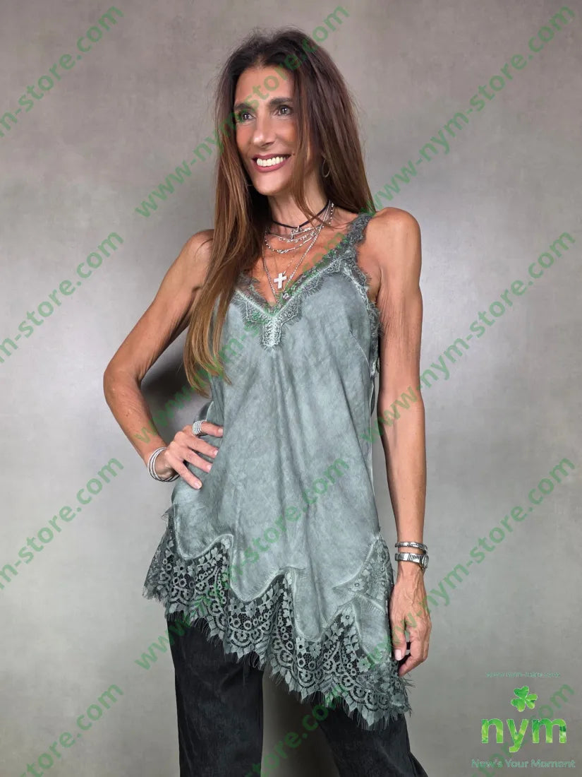 canotta asimmetrica pizzo fondo e spacco 100vi U / MILITARE / AI25 TOP