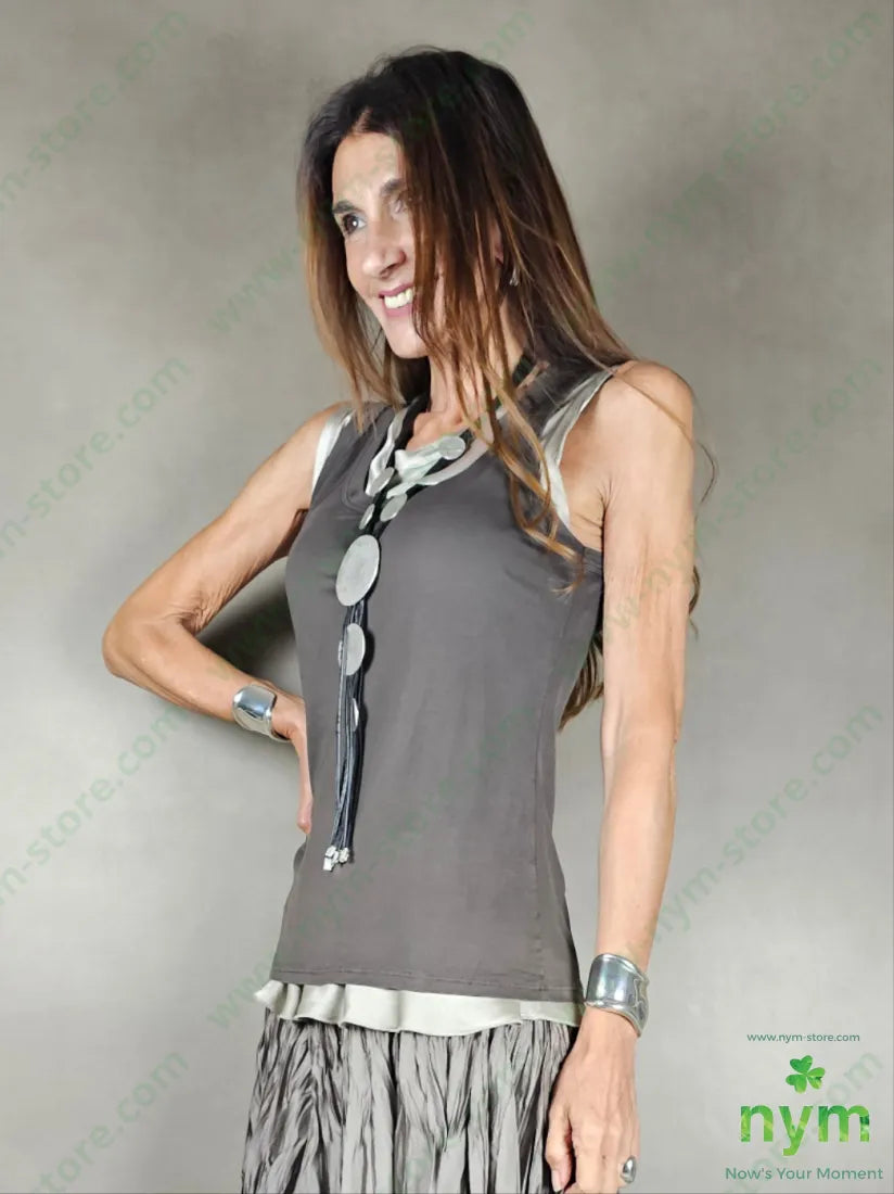 canotta jam lyocell 100ly U / MARRONE / PE25 TOP