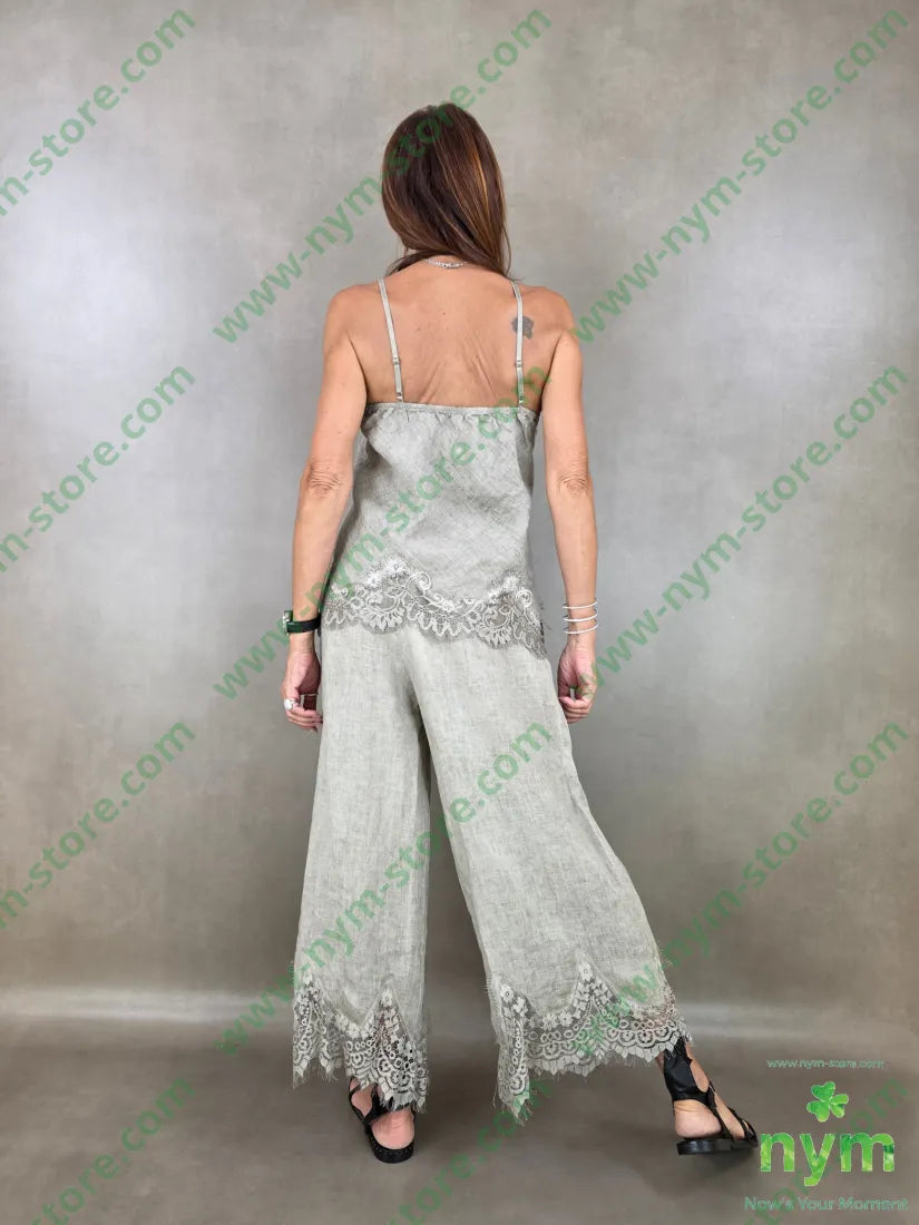 canotta lino con pizzo 100li - TOP