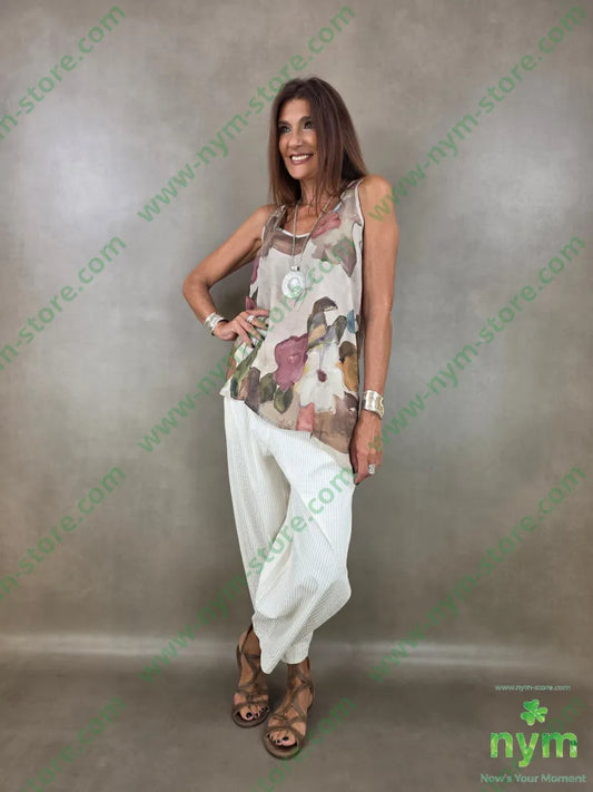 canotta misto seta fiori 70vi30se - U / CAMMELLO / PE26 - TOP
