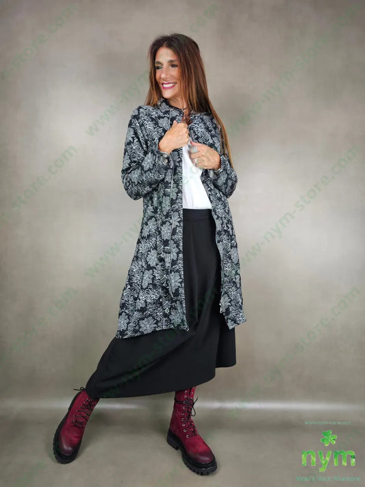 cappotto fantasia in maglia 53pl46co1ea U / NERO / AI25 CAPOSPALLA