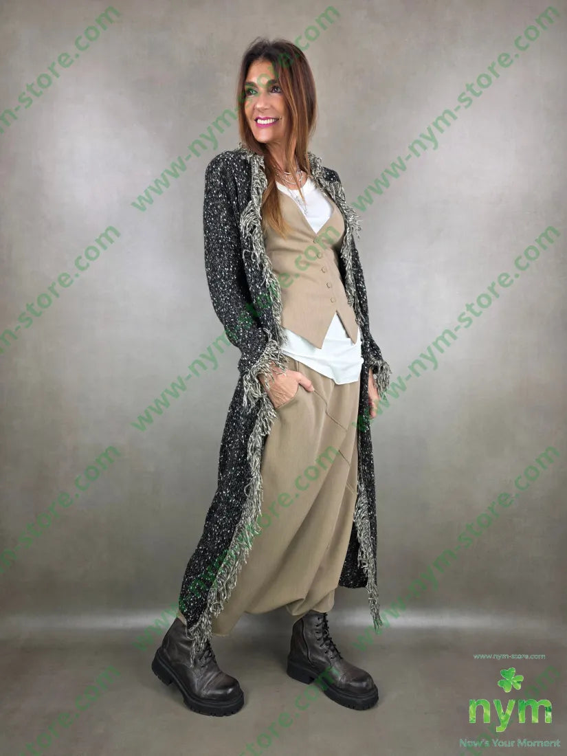 Cappotto tipo tweed frangia 65pc18co13pa2wo2wm CAPOSPALLA