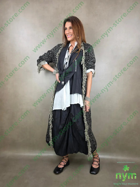 Cappotto tipo tweed frangia 65pc18co13pa2wo2wm CAPOSPALLA