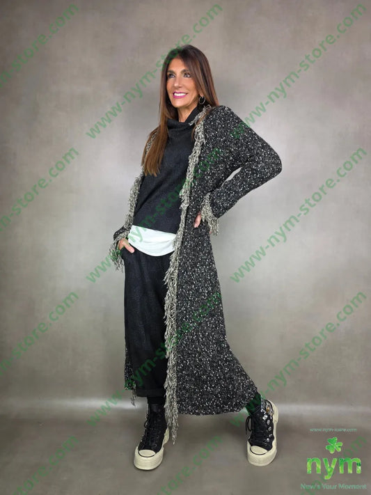 Cappotto tipo tweed frangia 65pc18co13pa2wo2wm CAPOSPALLA