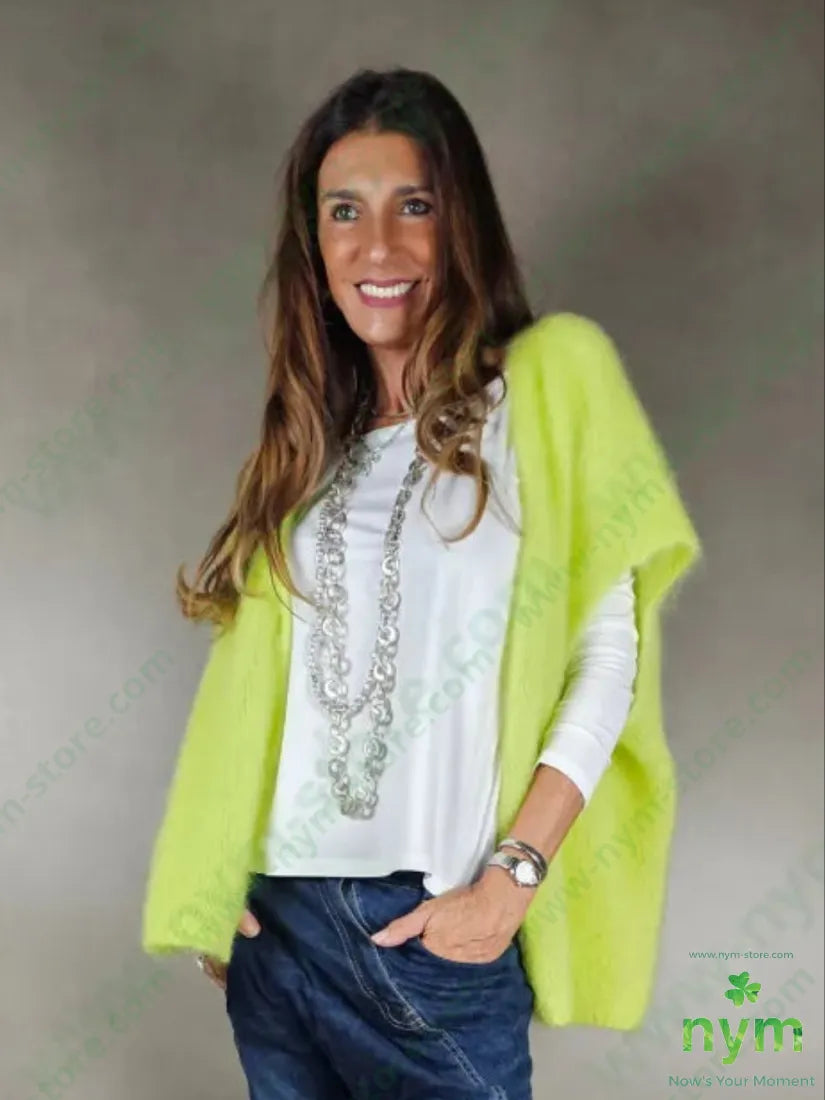 cardigan mohair senza maniche 80wm17pa3ea U / LIME / AI25 CARDIGAN