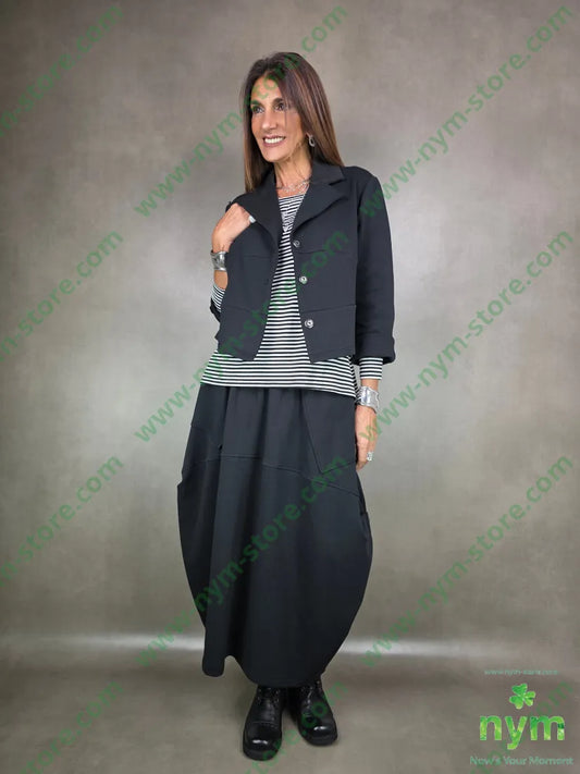 giacca corta trapezio 80co15pl5ea U / NERO / AI25 GIACCA