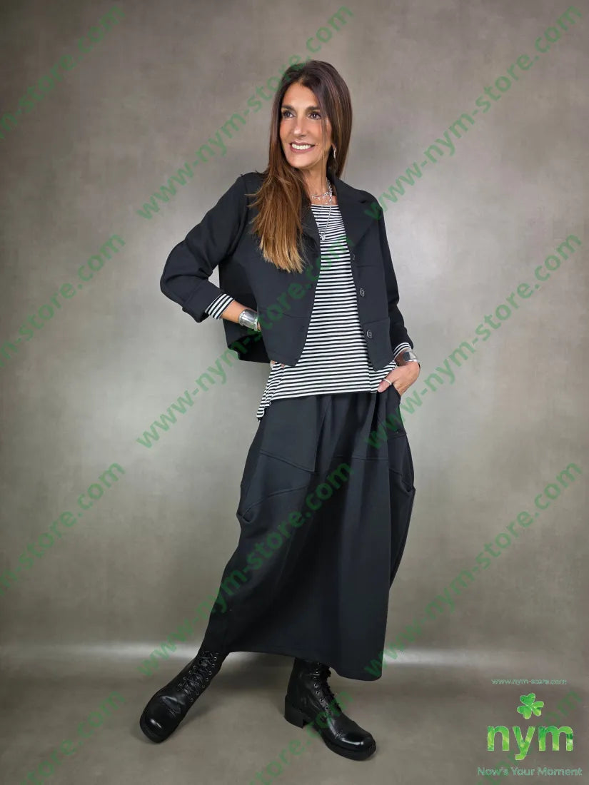 giacca corta trapezio 80co15pl5ea U / NERO / AI25 GIACCA