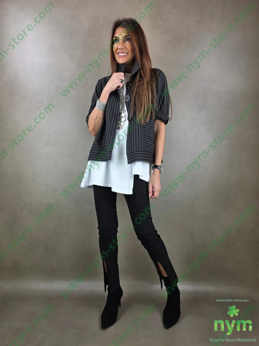 giacca gessata maxi bottoni 95pl5ea U / NERO / PE26 GIACCA