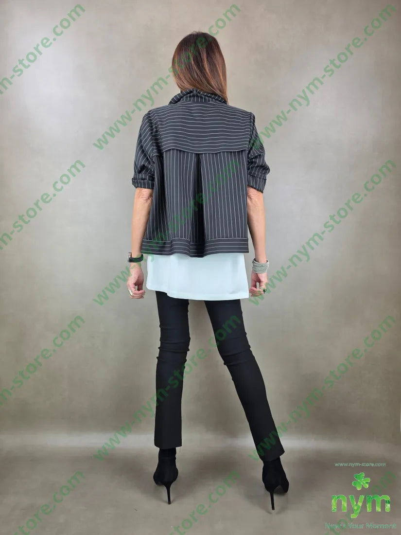 giacca gessata maxi bottoni 95pl5ea U / NERO / PE26 GIACCA