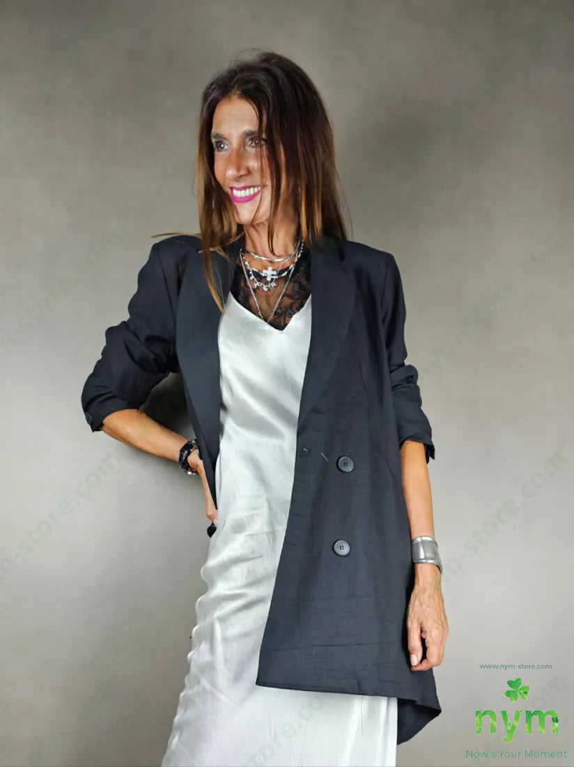 giacca lino balze dietro 51pl40co9li GIACCA