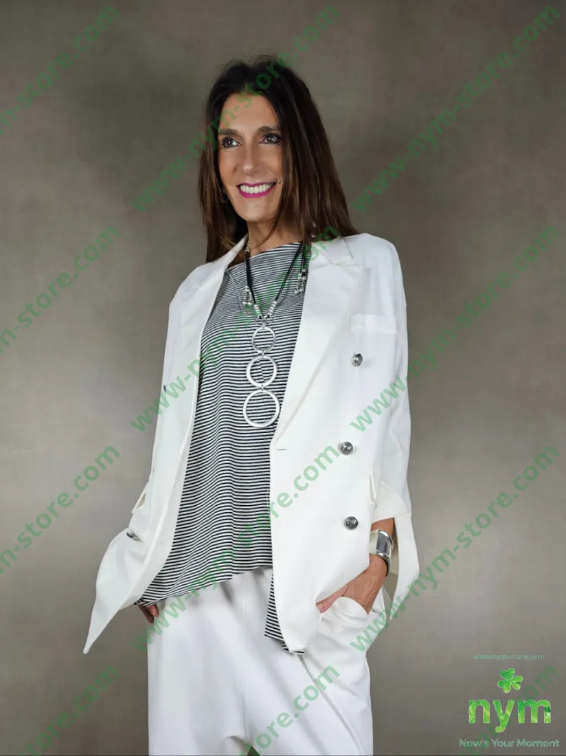 giacca sei bottoni metallo punto mi 65vi35pl5ea U / PANNA / PE25 GIACCA