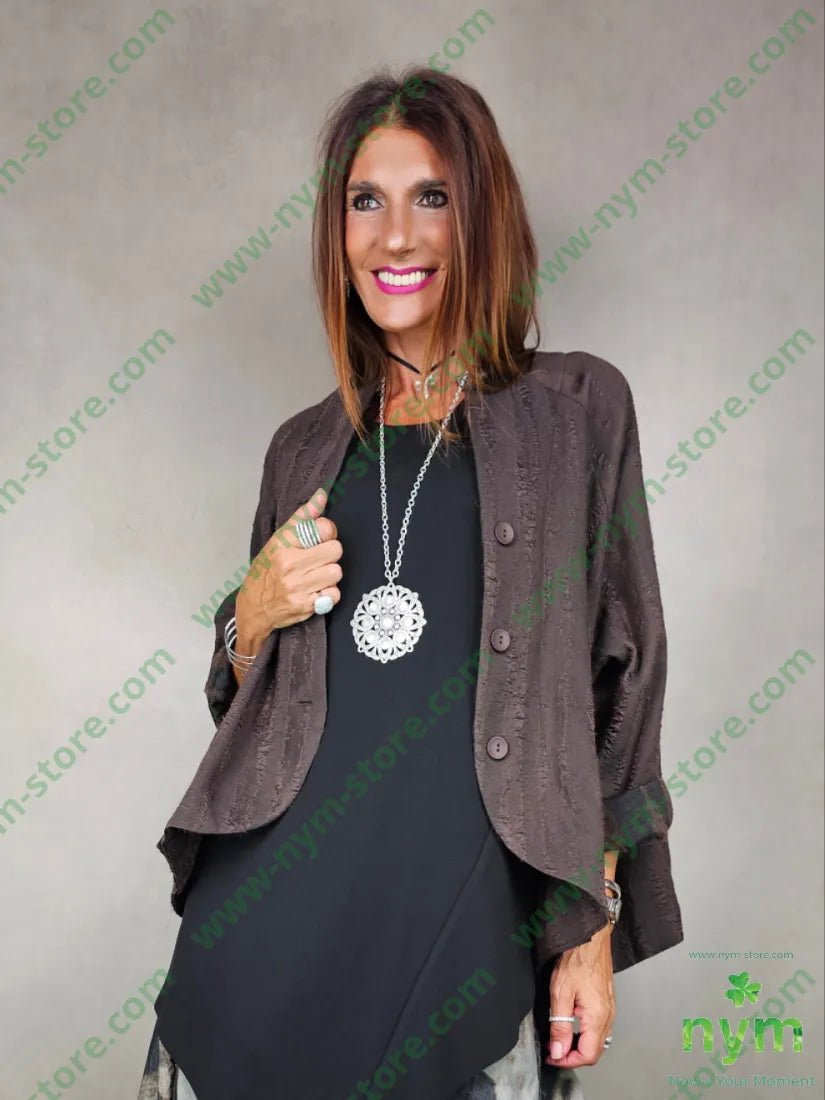 giacca senza collo quadrata 46pl39ac15wo U / MARRONE / AI25 GIACCA