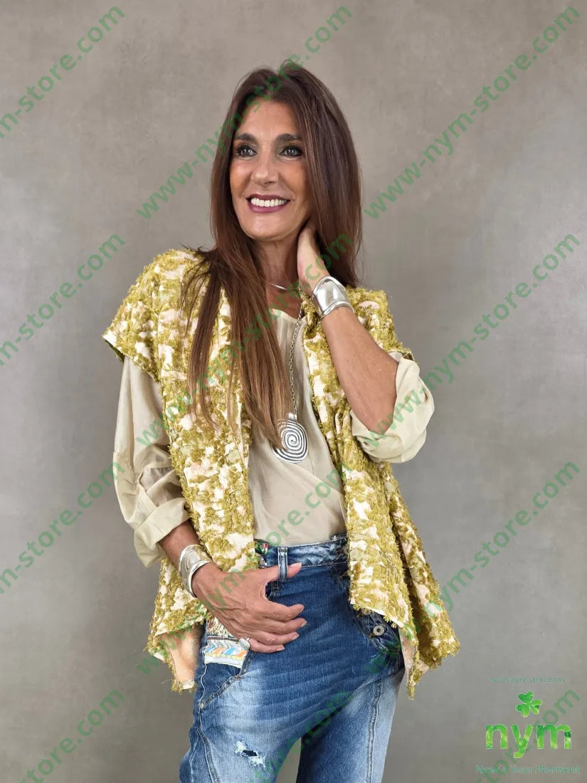 giacca senza man jacquard devoree 75vi25pl - U / OLIO / AI26 - GIACCA