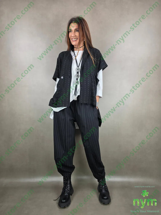 giacca senza maniche tratti lurex 58pl37vi3ea U / NERO / PE26 GIACCA