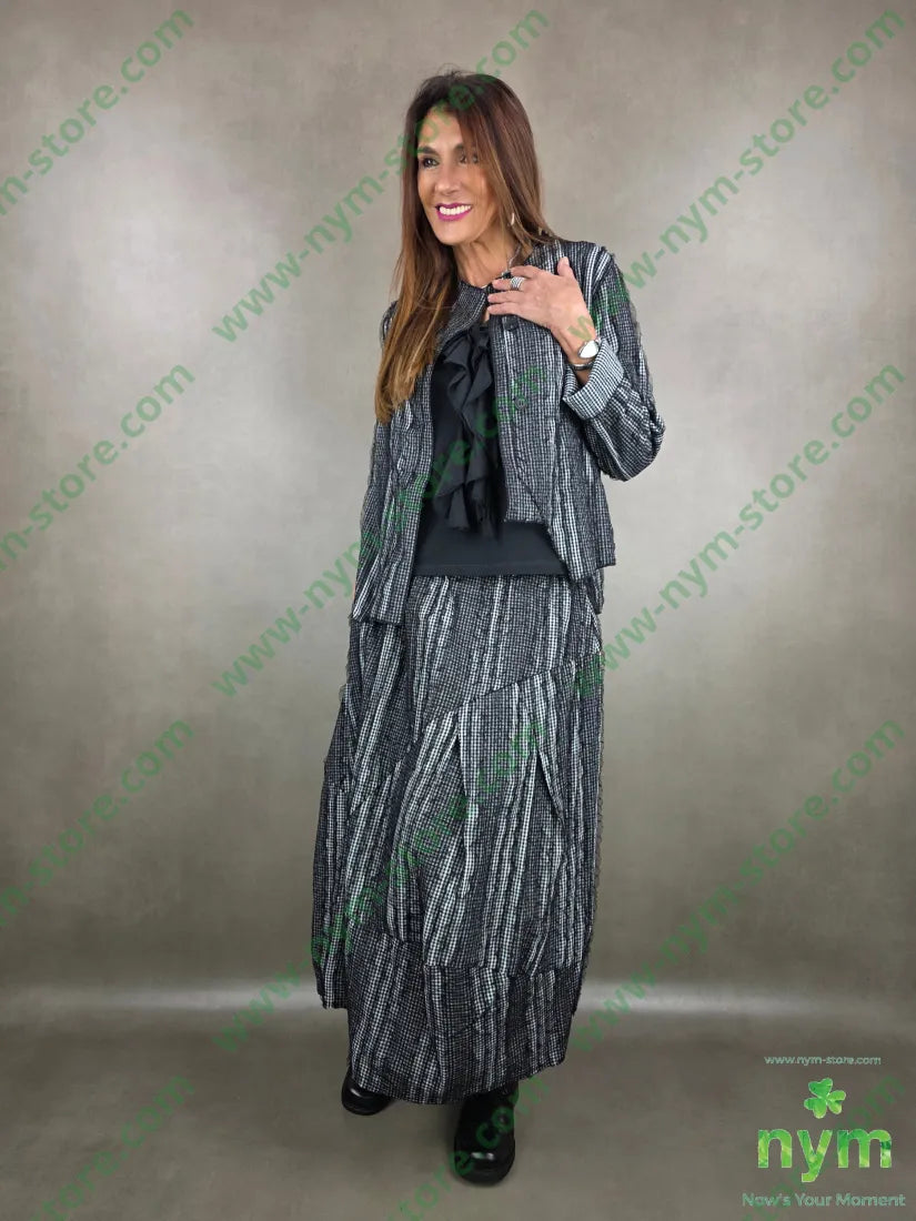 giacca vichy e tulle 93co7pl U / NERO / PE26 GIACCA