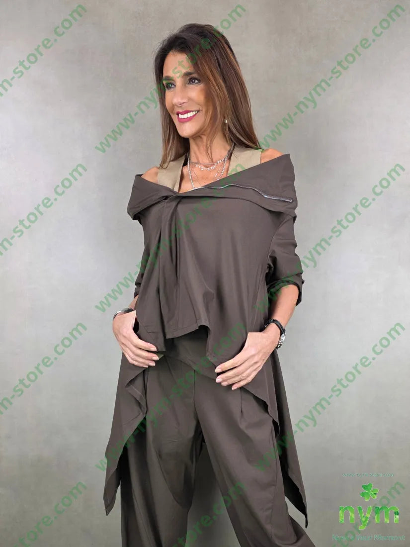 giacca zip tessuto bengalina 79vi19ny2ea U / MARRONE / PE26 GIACCA