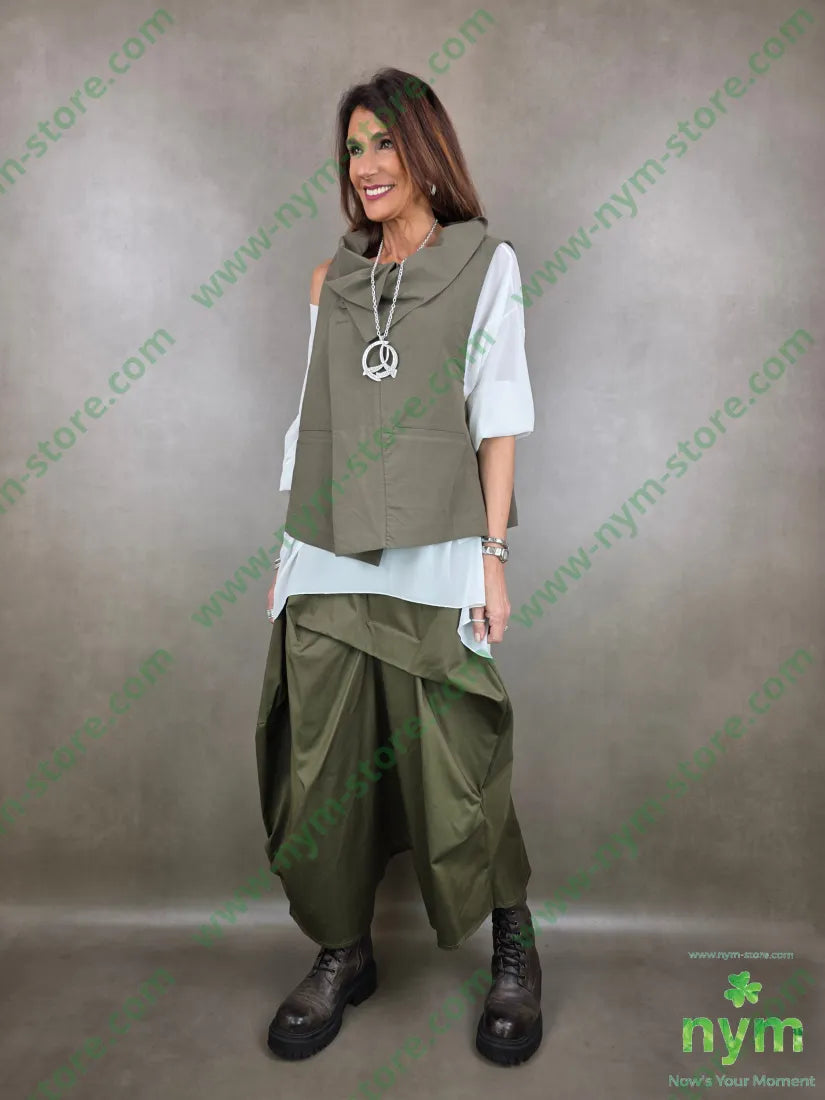 gilet cotone con tre bottoni 100co U / MILITARE / PE26 CAPOSPALLA