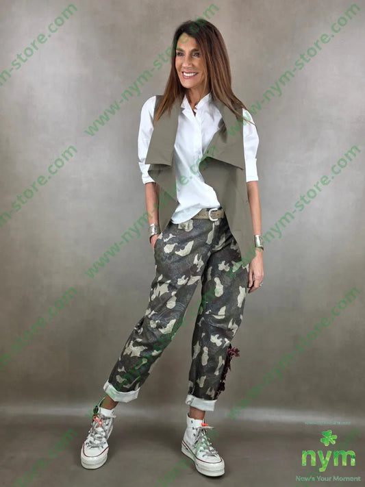 gilet cotone con tre bottoni 100co U / MILITARE / PE26 CAPOSPALLA