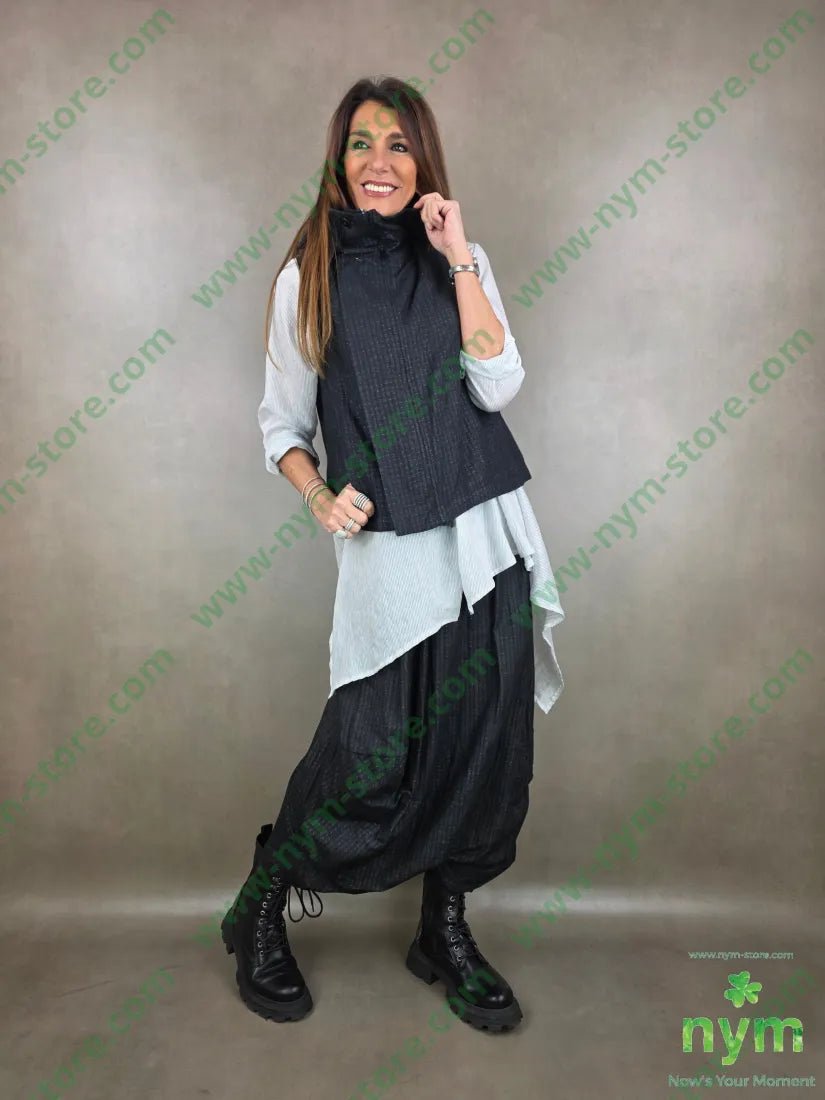 gilet doppiato in cotone cerniera 100co U / NERO / PE26 CAPOSPALLA