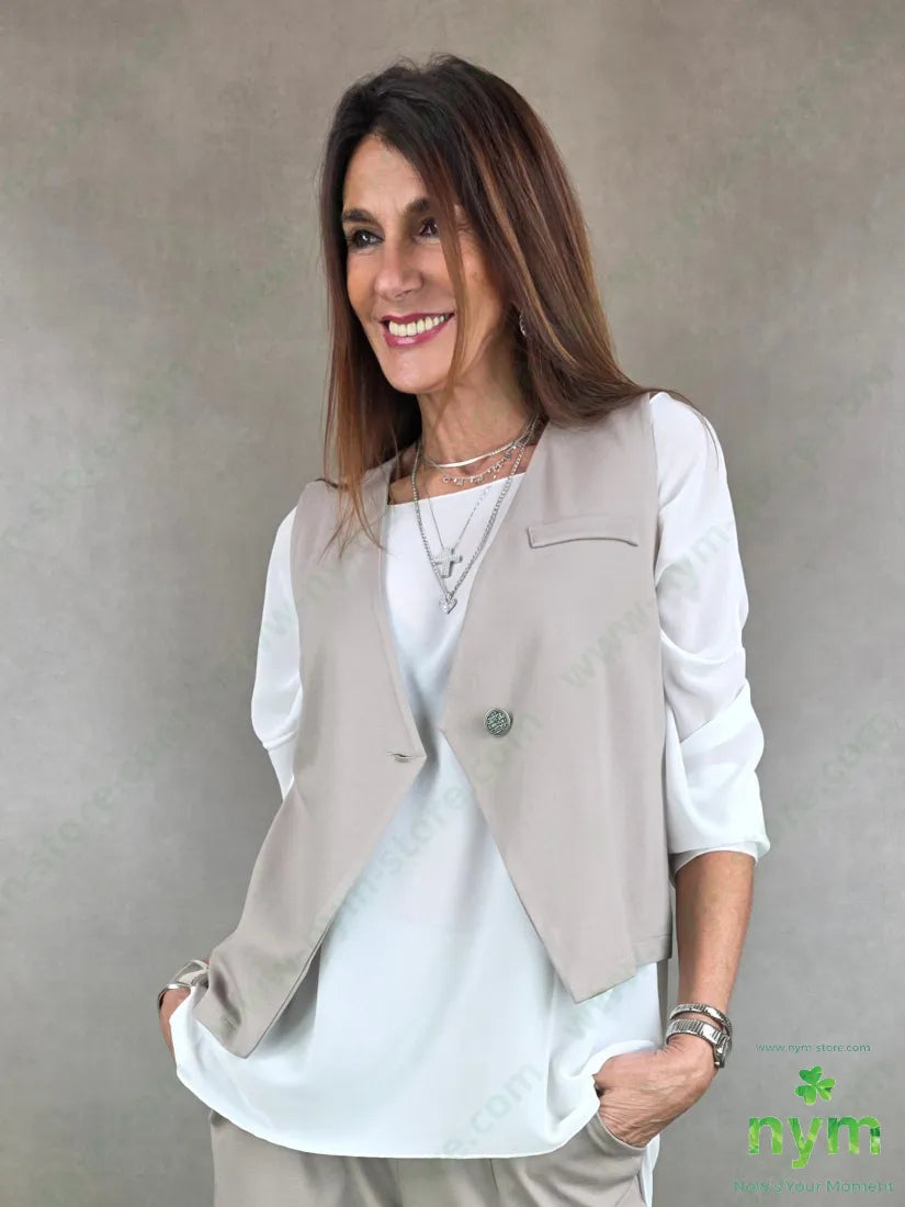 gilet irregolare pm 67vi27pa6ea 1 / BEIGE / PE26 CAPOSPALLA
