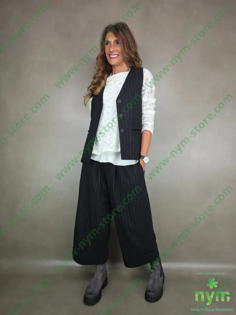 gilet lana gessato motivo dto 71pl12wv16wo1ea U / NERO / AI25 CAPOSPALLA