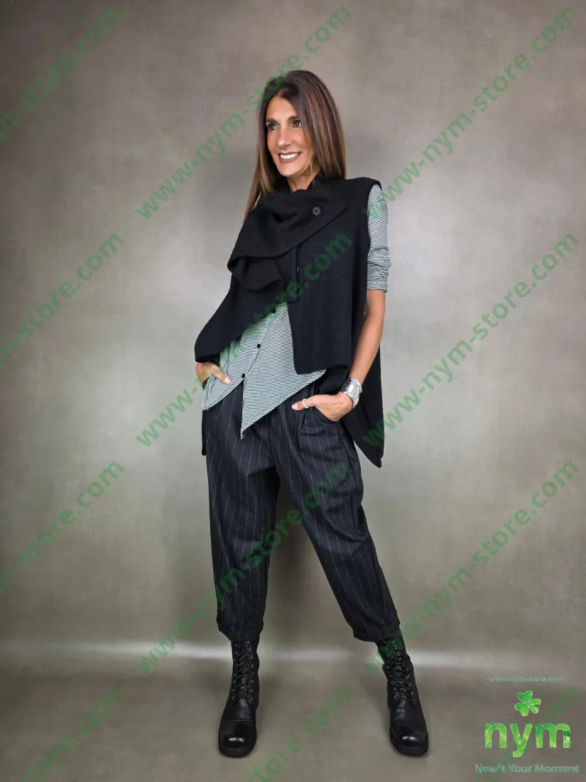 gilet lana vergine taglio vivo 100wo U / NERO / AI25 CAPOSPALLA