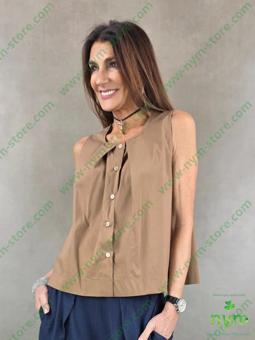 gilet popeline con sormonto 100co U / TABACCO / PE26 CAPOSPALLA