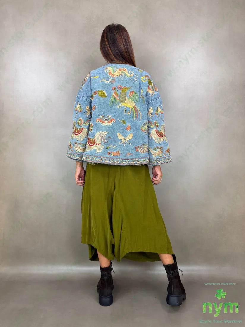 Giubbotto jeans foderato ricami 75co25pl - U / BLU / AI26 - GIUBBOTTO