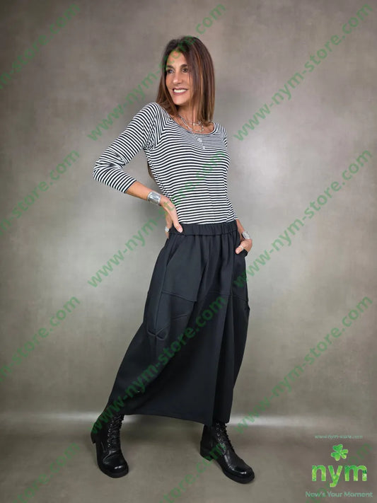 gonna due pieghe anfora 80co15pl5ea U / NERO / AI25 GONNA