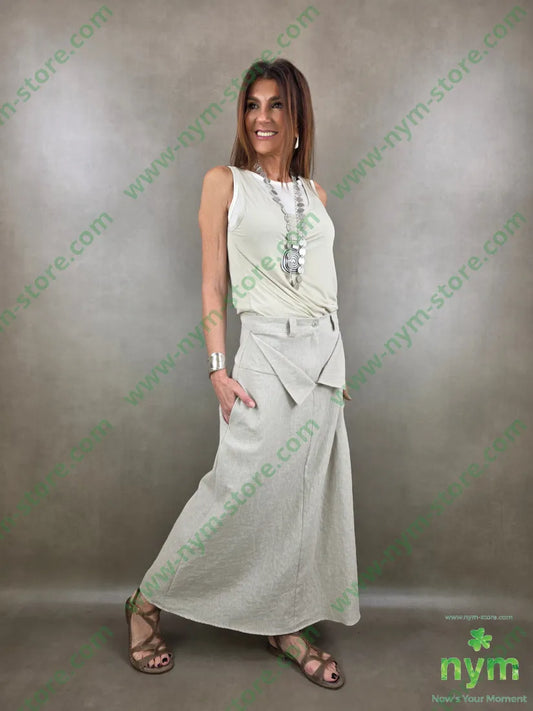 gonna lunga tessuto lino 68co17li13pl2e - GONNA