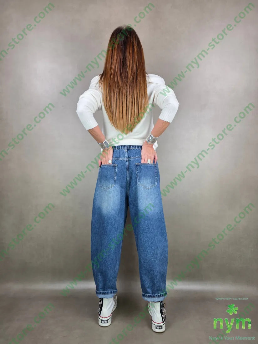 jeans foglie ricami 100co U / DENIM / PE25 PANTALONE