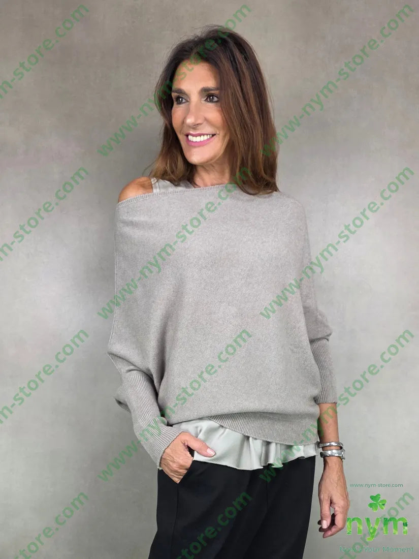 maglia asimmetrica a barca U / BEIGE / AI25 MAGLIA