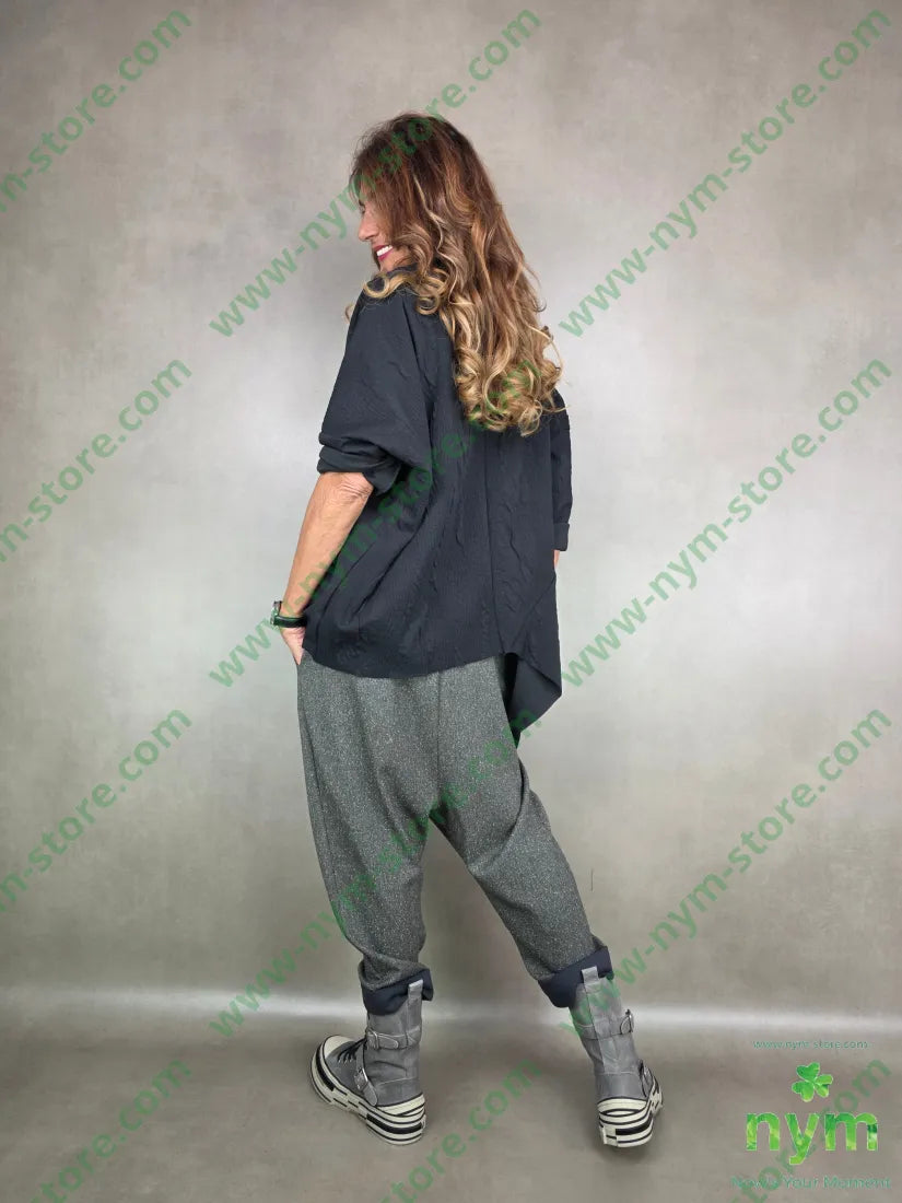 maglia asimmetrica tessuto a maglia 53pl46co1ea U / NERO / AI25 MAGLIA