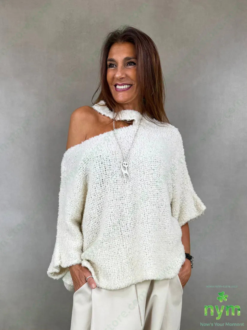 maglia boucle girocollo aperto 65ac17pa9vi9wo - U / PANNA / AI26 - MAGLIA