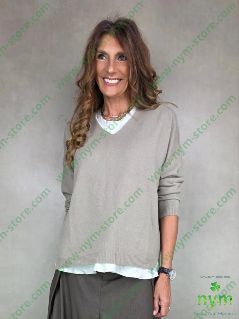 maglia con lo scollo a v 50vi27pl23pa U / BEIGE / AI25 MAGLIA