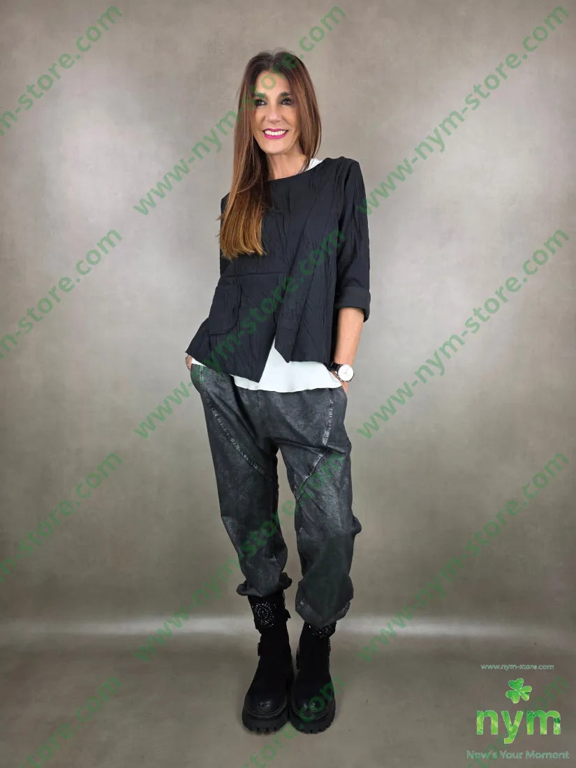 maglia goffrata un taschino 60pl38co2ea U / NERO / AI25 MAGLIA